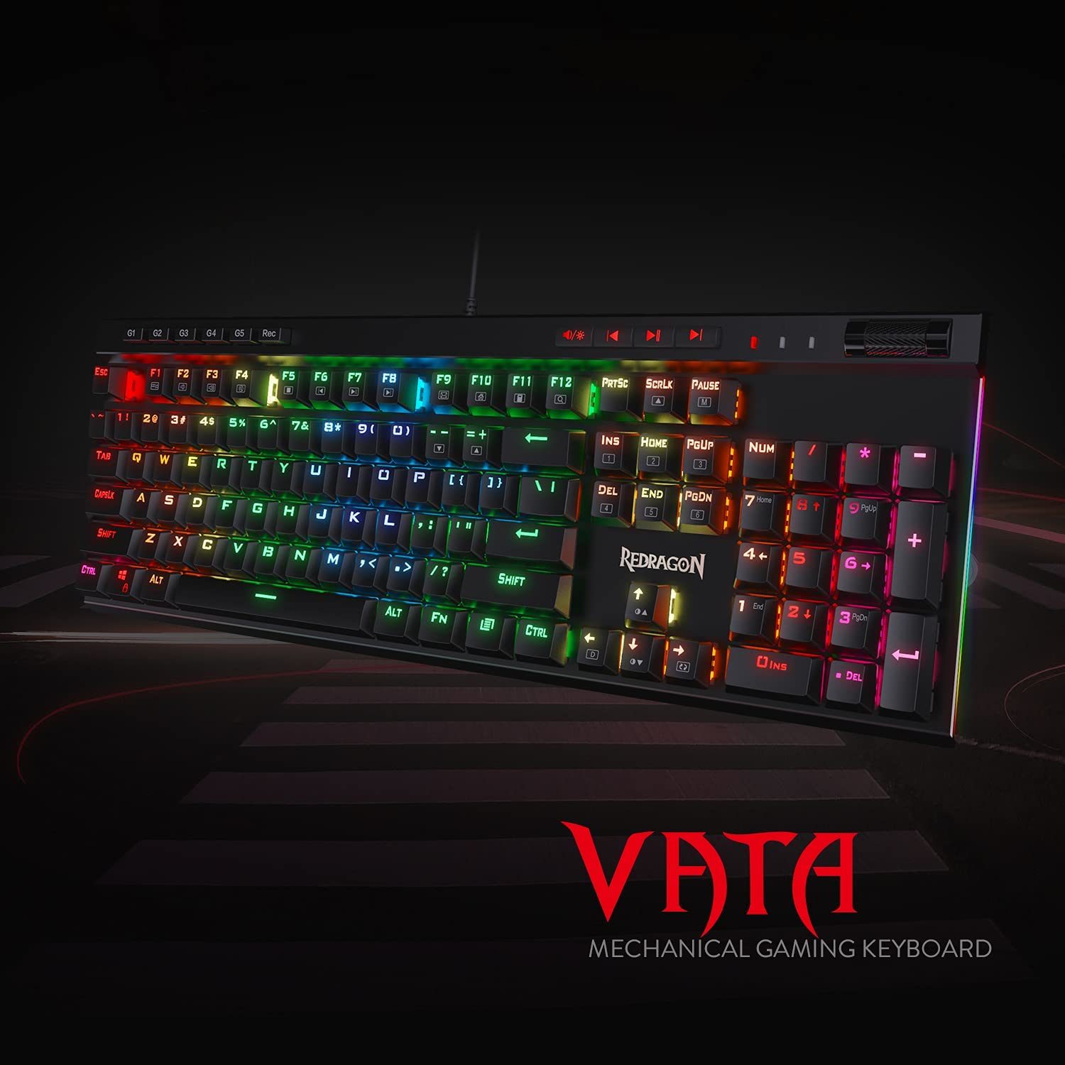 K580 VATA RGB LED Backlit Mechanical Gaming Keyboard with Macro Keys
