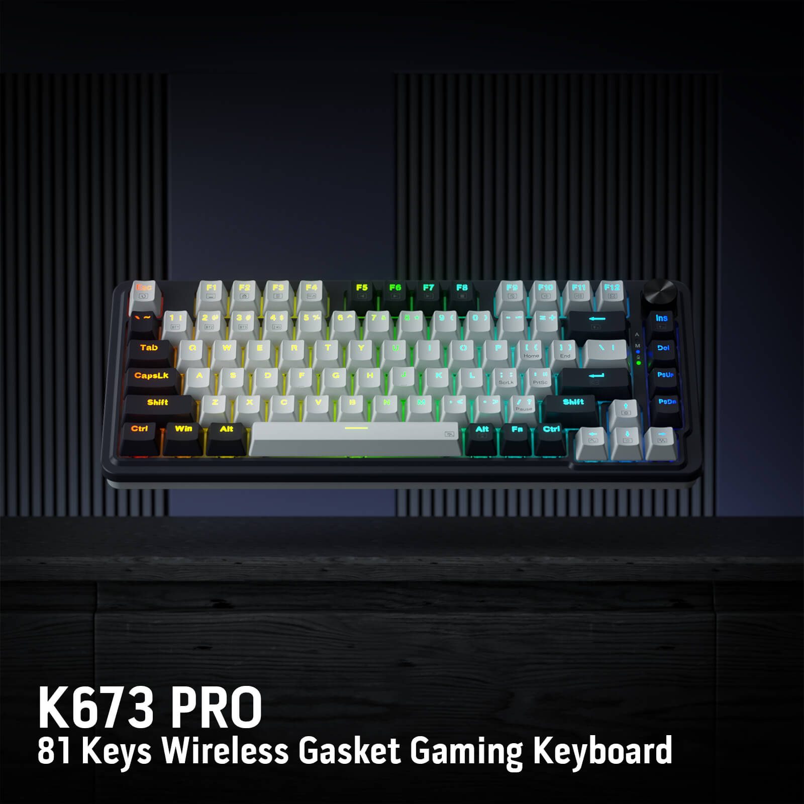 K673 PRO 75% Wireless Gasket RGB Mechanical Keyboard, 81 Keys