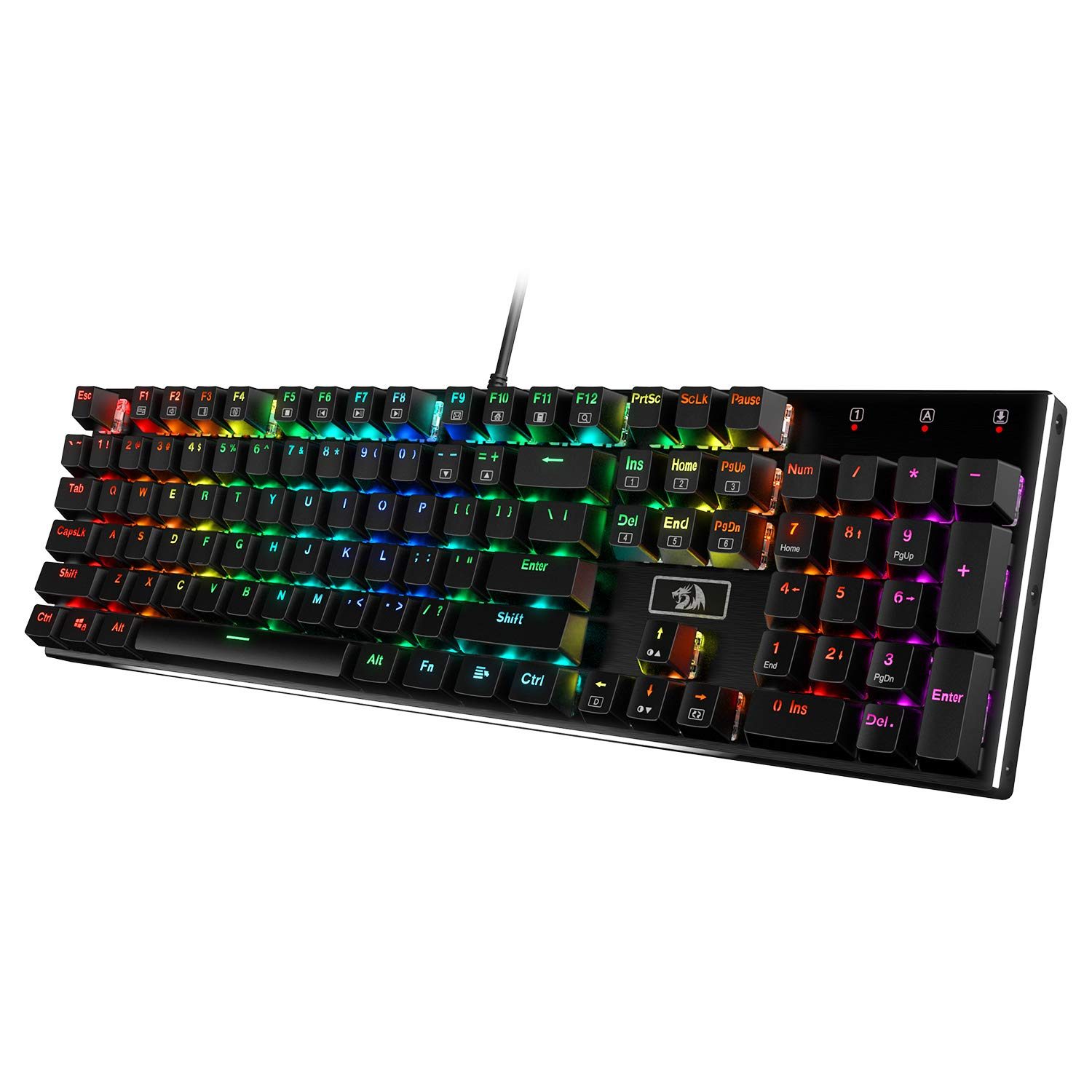 Redragon K556 RGB LED Backlit Wired Mechanical Gaming Keyboard, 104 Keys Hot-Swap